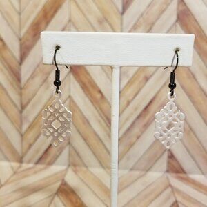 Criss Cross Dangling Earrings - White